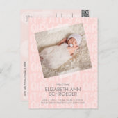 Graffiti Pink Baby Birth Announding Briefkaart (Voorkant / Achterkant)