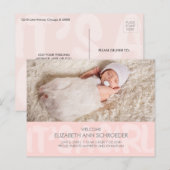 Graffiti Pink Baby Birth Announding Briefkaart (Voorkant / Achterkant)