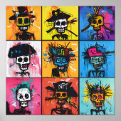 Graffiti Pirate en NFT Karakters Bold Urban grid Poster (Voorkant)