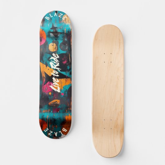 Graffiti Pop Art Skateboard - Live to Ride Motto (Voorkant)