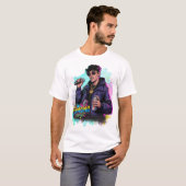 Graffiti Pop Singer met Mic & Spray Can T-shirt (Voorkant volledig)