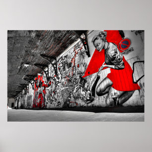 Graffiti-Poster in Red, Black en White Street Poster