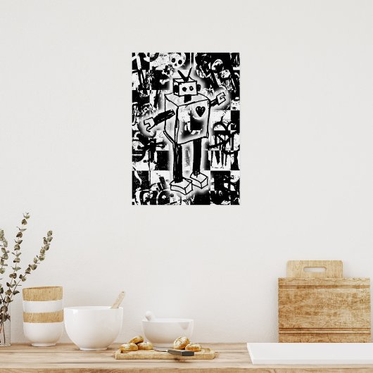 graffiti-Poster voor robots Poster (Keuken)