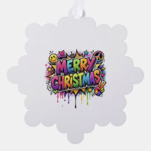 Graffiti Prettig Kerstmis Papier Ornament Kerst-