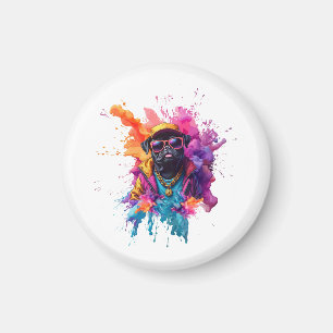 "Graffiti Pug Magneet – Urbane Straatkunst Hond Ko