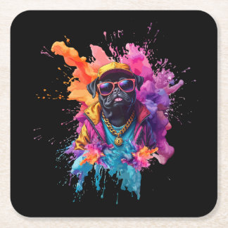 "Graffiti Pug Mouse Pad – Urban Street Art Dog Des Kartonnen Onderzetters