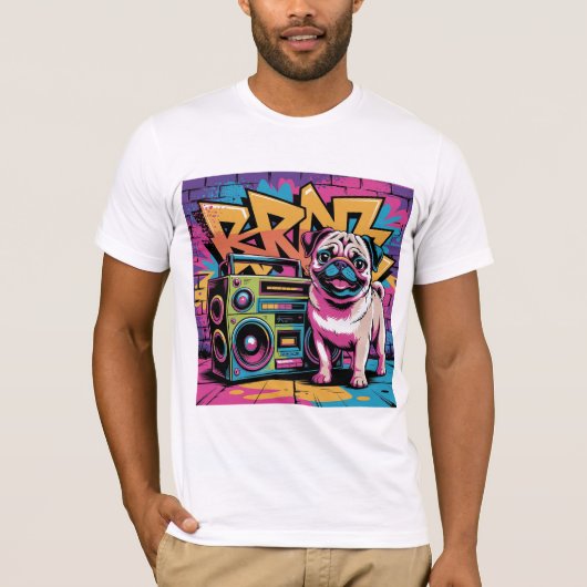 Graffiti Pug T-shirt (Voorkant)