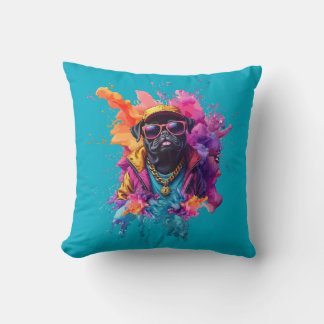 "Graffiti Pug Throw Pillow – Urban Street Art Dog  Kussen