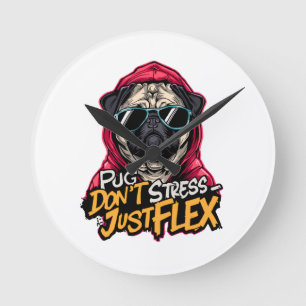 Graffiti Pug Wandklok – “Pug Don't Stress 
