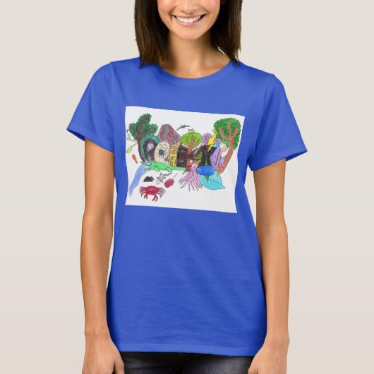 Graffiti Punk Rock Design #1: Dieren "Rock" Kleur T-shirt (Voorkant)