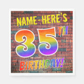 Graffiti Rainbow 35th BIRTHDAY! + Aangepaste naam Servet (Voorkant)