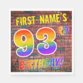 Graffiti Rainbow 93RD BIRTHDAY! + Aangepaste naam Servet (Voorkant)