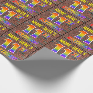 Graffiti Rainbow Kijk 11th BIRTHDAY! en aangepaste Cadeaupapier
