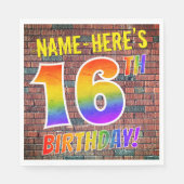 Graffiti Rainbow Kijk 16E BIRTHDAY! + Aangepaste n Servet (Voorkant)