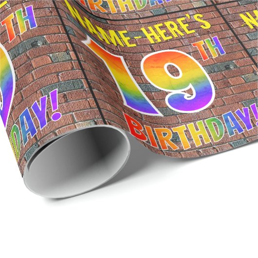 Graffiti Rainbow Kijk 19E BIRTHDAY! en aangepaste  Cadeaupapier (Rol Hoek)