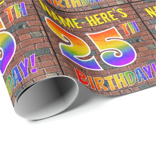 Graffiti Rainbow Kijk 25th BIRTHDAY! en aangepaste Cadeaupapier (Rol Hoek)