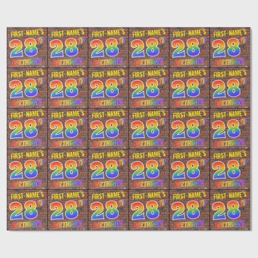 Graffiti Rainbow Kijk 28E BIRTHDAY! en aangepaste  Cadeaupapier (Vlak)