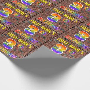 Graffiti Rainbow Kijk 3RD BIRTHDAY! en aangepaste  Cadeaupapier