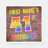 Graffiti Rainbow Kijk 41ST BIRTHDAY! + Aangepaste  Servet (Voorkant)