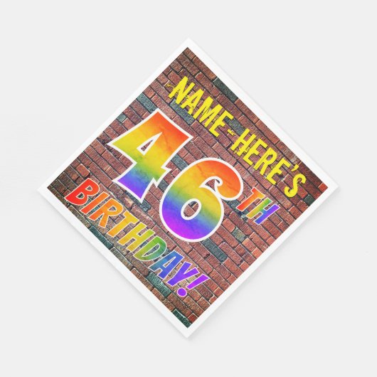 Graffiti Rainbow Kijk 46th BIRTHDAY! + Aangepaste  Servet (Hoek)