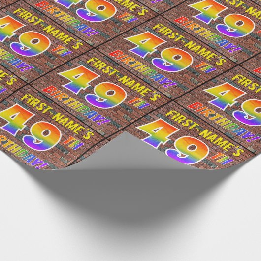 Graffiti Rainbow Kijk 49E BIRTHDAY! en aangepaste  Cadeaupapier (Hoek)