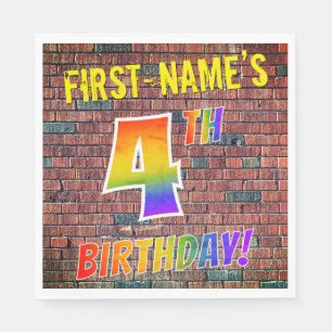Graffiti Rainbow Kijk 4E BIRTHDAY! + Aangepaste na Servet