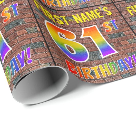 Graffiti Rainbow Kijk 61ST BIRTHDAY! en aangepaste Cadeaupapier (Rol Hoek)
