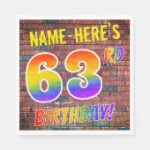 Graffiti Rainbow Kijk 63RD BIRTHDAY! + Aangepaste Servet (Voorkant)