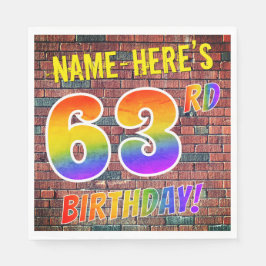 Graffiti Rainbow Kijk 63RD BIRTHDAY! + Aangepaste Servet