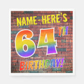 Graffiti Rainbow Kijk 64th BIRTHDAY! + Aangepaste  Servet (Voorkant)