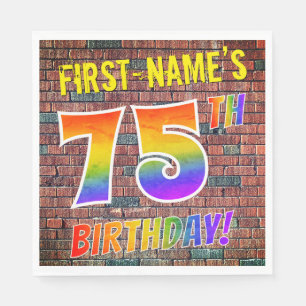 Graffiti Rainbow Kijk 75th BIRTHDAY! + Aangepaste  Servet
