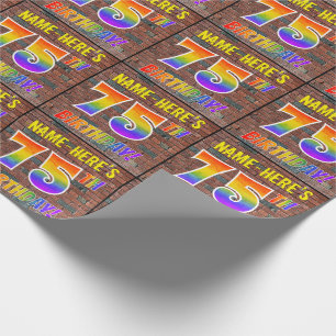 Graffiti Rainbow Kijk 75th BIRTHDAY! en aangepaste Cadeaupapier