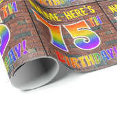 Graffiti Rainbow Kijk 75th BIRTHDAY! en aangepaste Cadeaupapier (Rol Hoek)