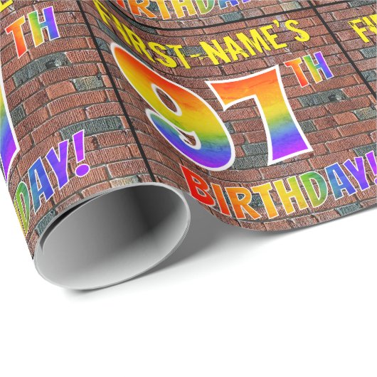 Graffiti Rainbow Kijk 97th BIRTHDAY! en aangepaste Cadeaupapier (Rol Hoek)