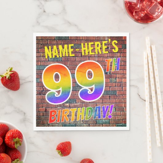 Graffiti Rainbow Kijk 99th BIRTHDAY! + Aangepaste  Servet (Insitu)