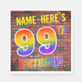Graffiti Rainbow Kijk 99th BIRTHDAY! + Aangepaste  Servet (Voorkant)