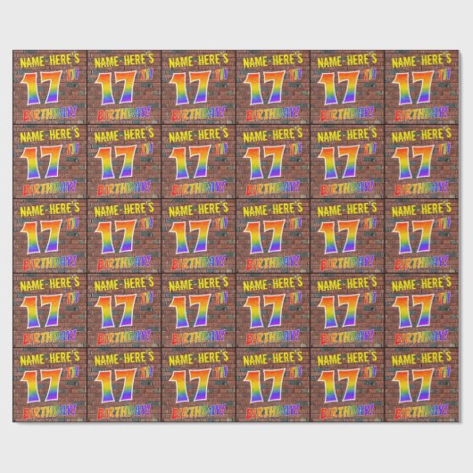 Graffiti Rainbow Look 17E VERJAARDAG! & Aangepaste Cadeaupapier (Vlak)