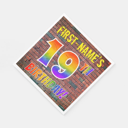 Graffiti Rainbow Look 19E VERJAARDAG! + Aangepaste Servet (Hoek)