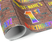 Graffiti Rainbow Look 1E VERJAARDAG! & Aangepaste  Cadeaupapier (Rol Hoek)