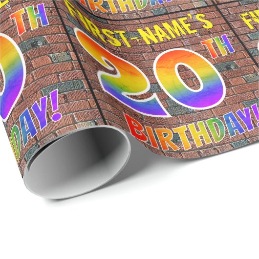 Graffiti Rainbow Look 20E VERJAARDAG! & Aangepaste Cadeaupapier (Rol Hoek)