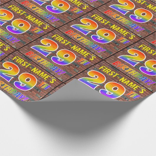 Graffiti Rainbow Look 29E VERJAARDAG! & Aangepaste Cadeaupapier (Hoek)