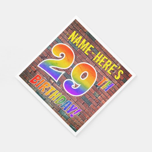 Graffiti Rainbow Look 29E VERJAARDAG! + Aangepaste Servet (Hoek)