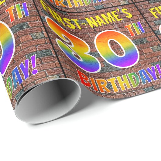 Graffiti Rainbow Look 30E VERJAARDAG! & Aangepaste Cadeaupapier (Rol Hoek)