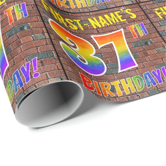 Graffiti Rainbow Look 37E VERJAARDAG! & Aangepaste Cadeaupapier (Rol Hoek)