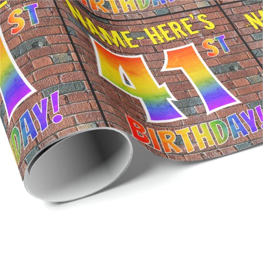 Graffiti Rainbow Look 41E VERJAARDAG! & Aangepaste Cadeaupapier (Rol Hoek)
