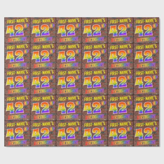Graffiti Rainbow Look 42E VERJAARDAG! & Aangepaste Cadeaupapier (Vlak)