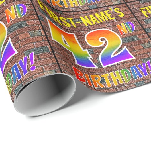 Graffiti Rainbow Look 42E VERJAARDAG! & Aangepaste Cadeaupapier (Rol Hoek)