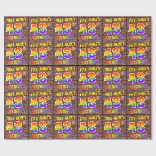 Graffiti Rainbow Look 43E VERJAARDAG! & Aangepaste Cadeaupapier (Vlak)