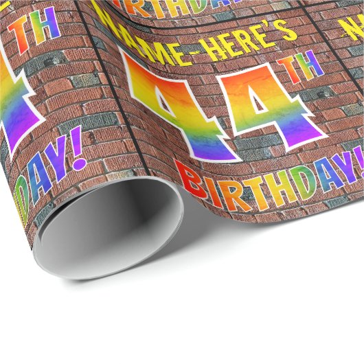 Graffiti Rainbow Look 44E VERJAARDAG! & Aangepaste Cadeaupapier (Rol Hoek)