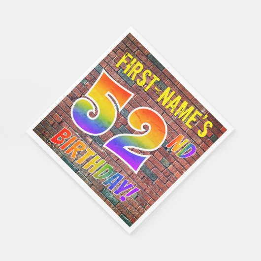 Graffiti Rainbow Look 52E VERJAARDAG! + Aangepaste Servet (Hoek)